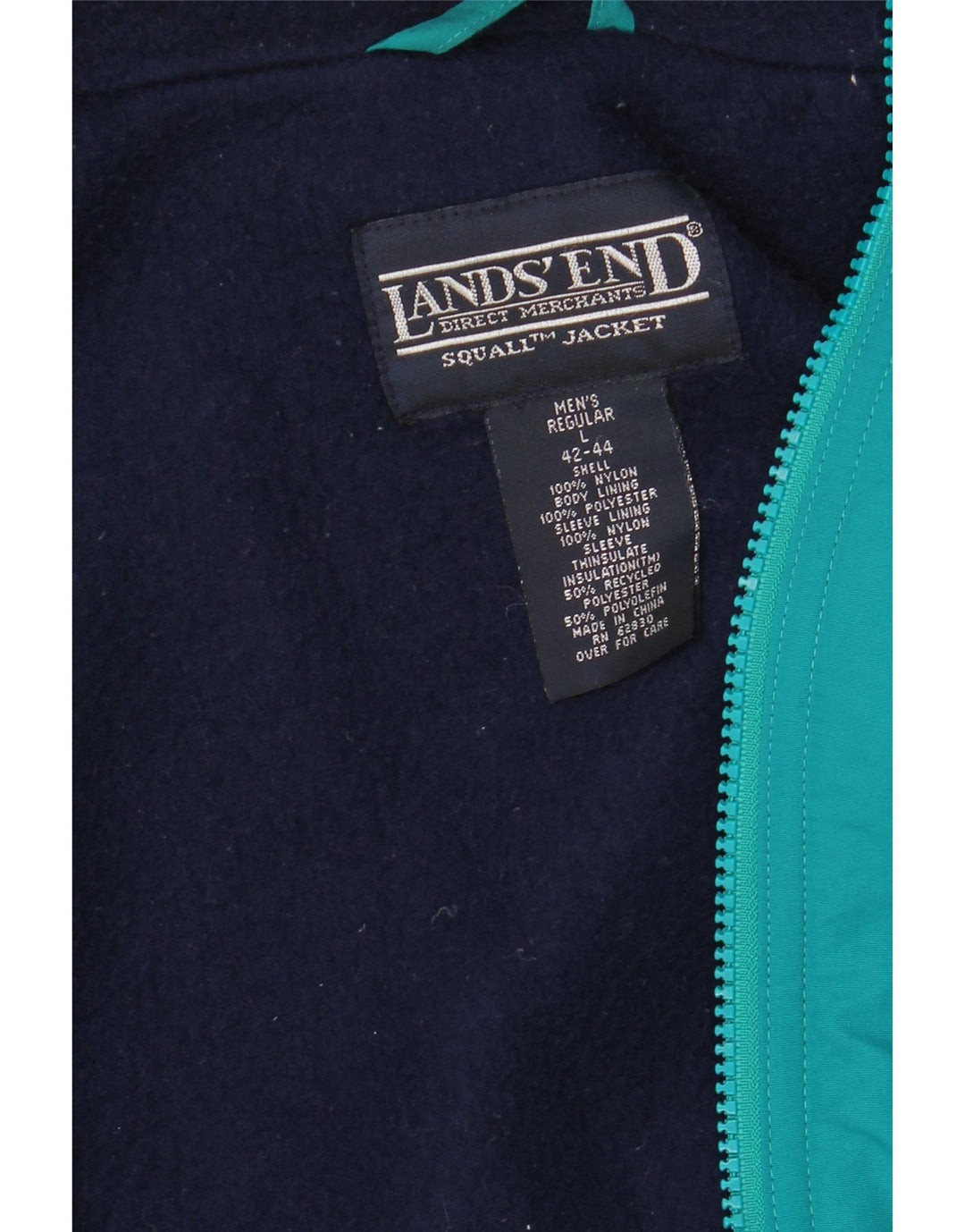 LANDS END Mens Windbreaker Jacket UK 42/44 Large Green Nylon