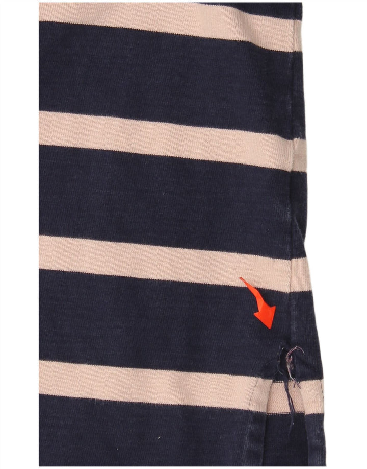 JOULES Womens Long Sleeve Rugby Polo Shirt UK 12 Medium Navy Blue Striped