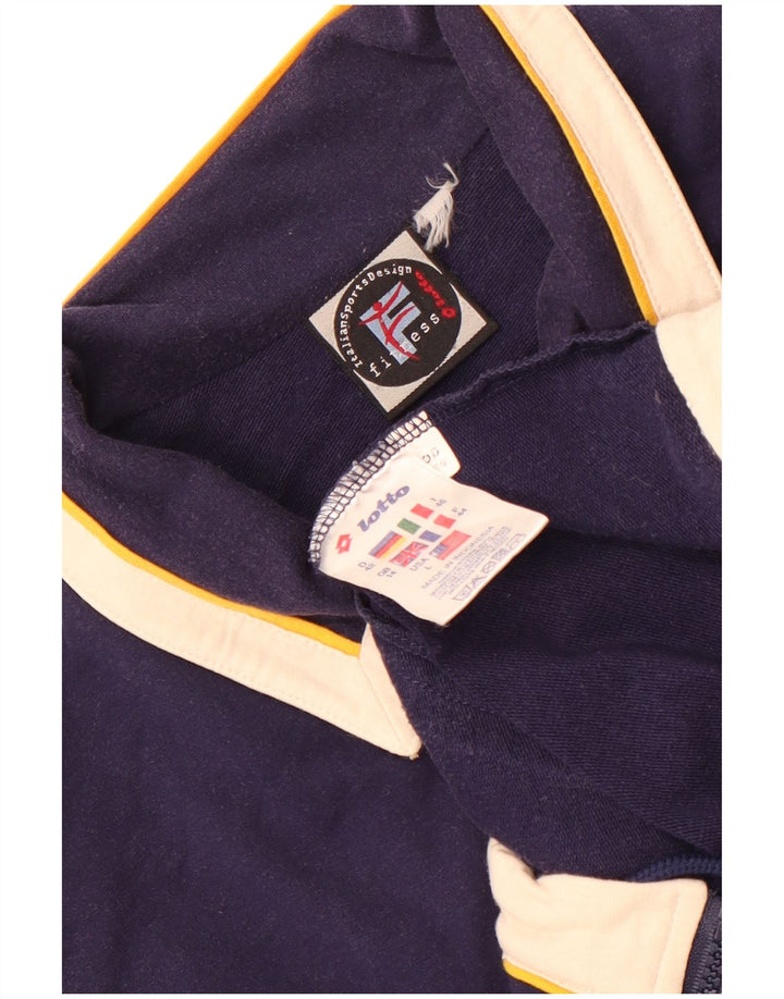 Lotto Womens Tracksuit Top Jacket UK 14 Large Navy Blue Cotton