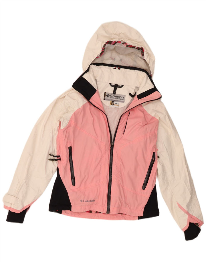 Columbia Womens Hooded Ski Jacket UK 10 Small White Colourblock Nylon