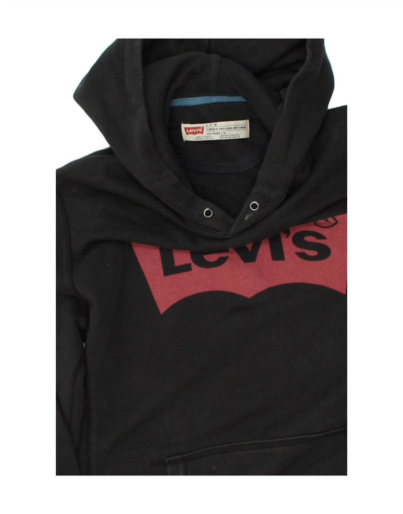 LEVI'S Mens Graphic Hoodie Jumper Small Black Cotton | Vintage Levi's | Thrift | Second-Hand Levi's | Used Clothing | Messina Hembry 