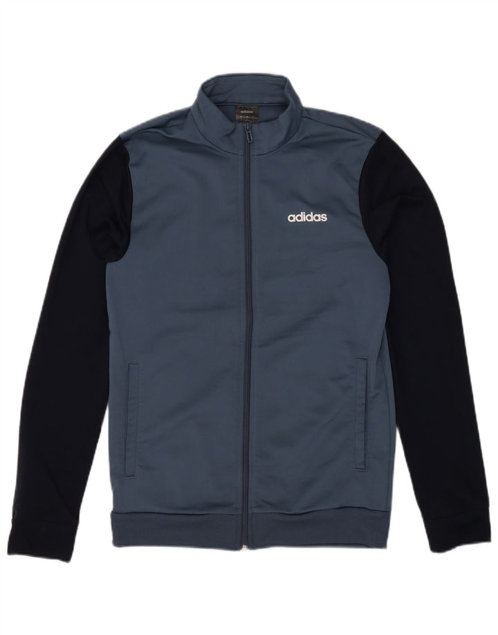 Adidas Mens Graphic Tracksuit Top Jacket Small Blue Colourblock Polyester