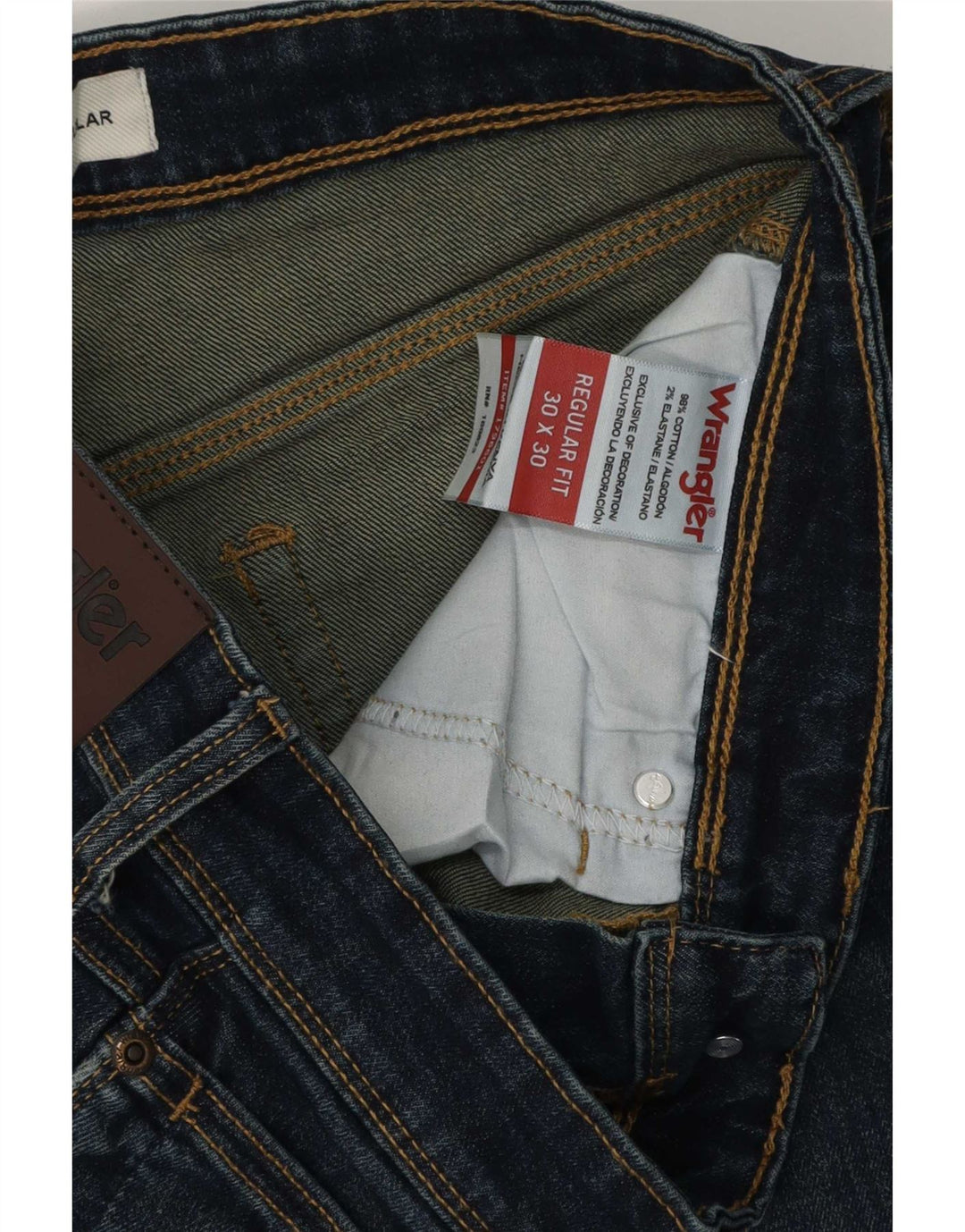 Wrangler Mens Regular Fit Straight Jeans W30 L30 Blue Cotton