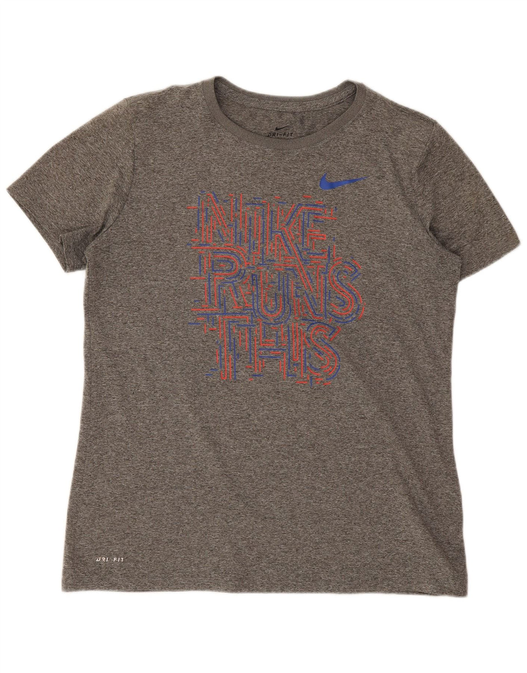 Nike Womens Dri Fit Graphic T-Shirt Top UK 14 Medium Grey