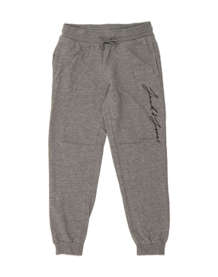 JACK & JONES Mens Graphic Tracksuit Trousers Joggers Small Grey Cotton Vintage Jack & Jones and Second-Hand Jack & Jones from Messina Hembry 