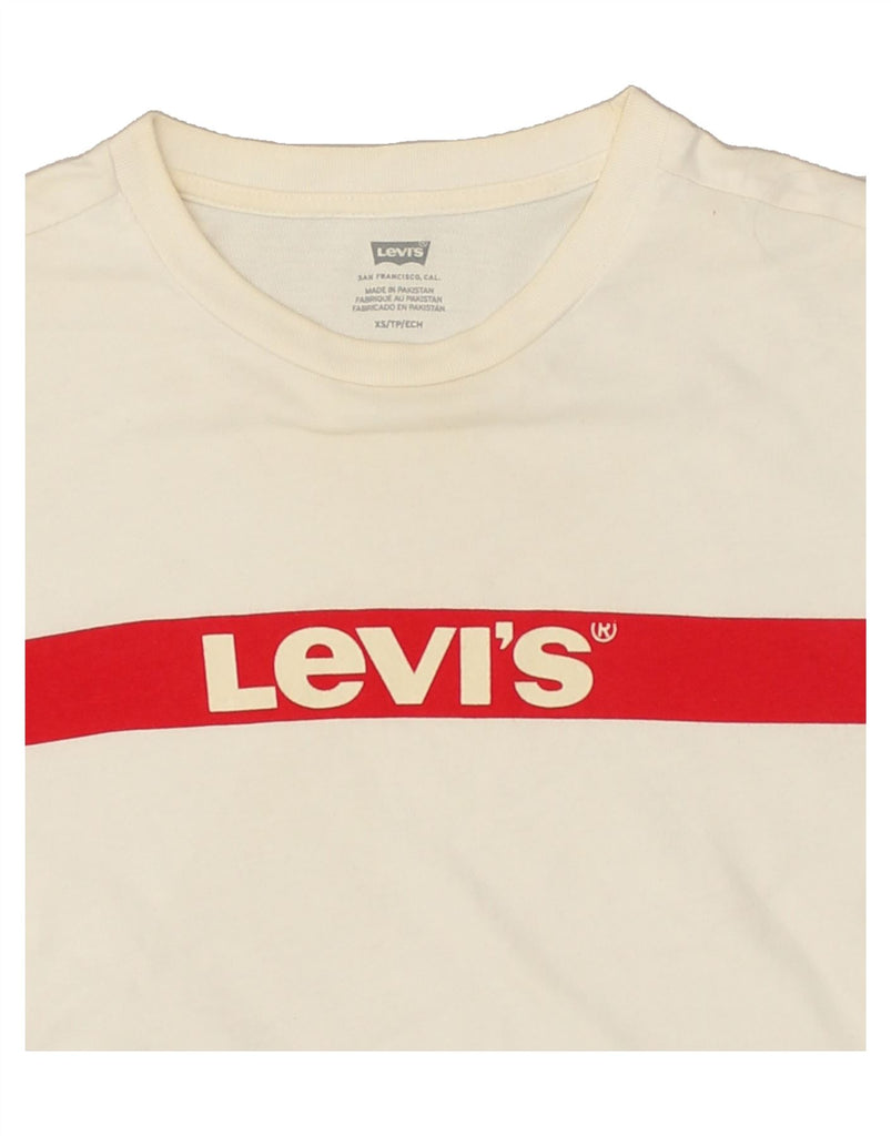 LEVI'S Mens Graphic T-Shirt Top XS Off White Cotton | Vintage Levi's | Thrift | Second-Hand Levi's | Used Clothing | Messina Hembry 