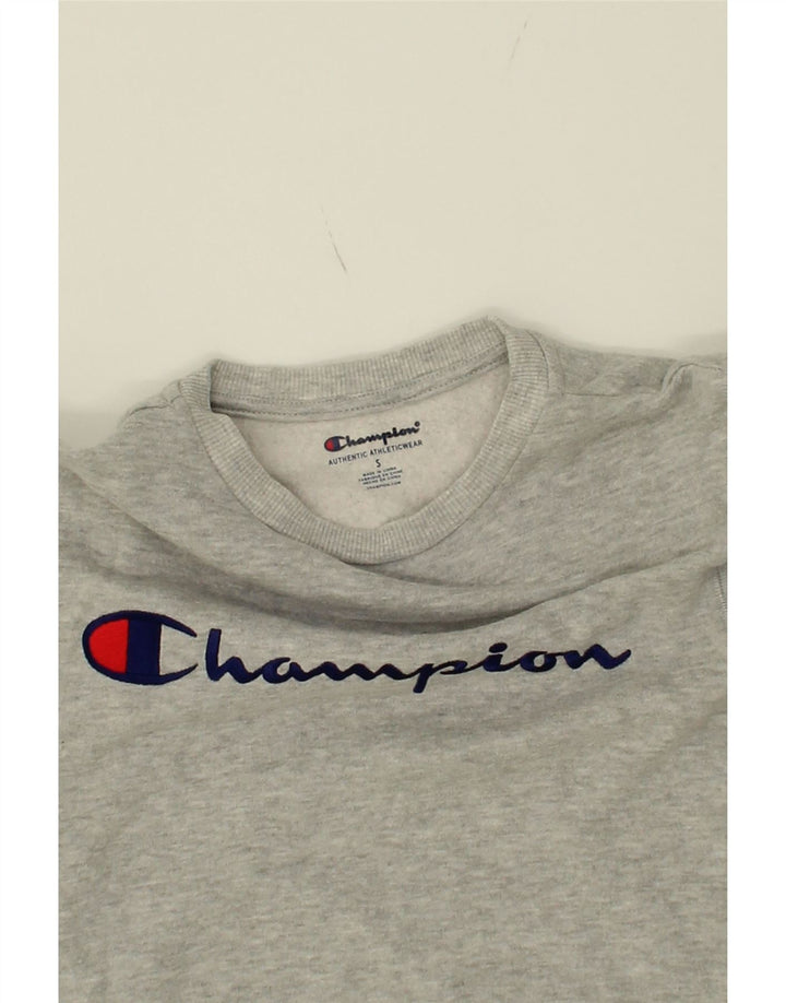 CHAMPION Boys Graphic Sweatshirt Jumper 7-8 Years Small Grey Cotton Vintage Champion and Second-Hand Champion from Messina Hembry 