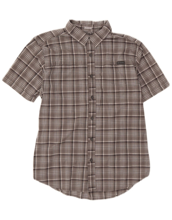 Columbia Mens Short Sleeve Shirt Medium Grey Check Cotton