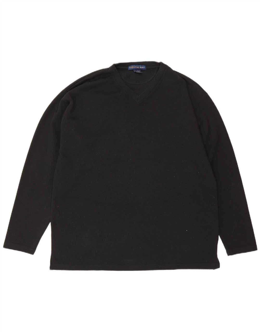 Essential Mens Top Long Sleeve Large Black Polyester