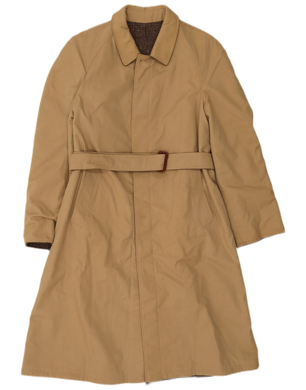 Diolen Mens Reversible Overcoat UK 36 Small Khaki Virgin Wool