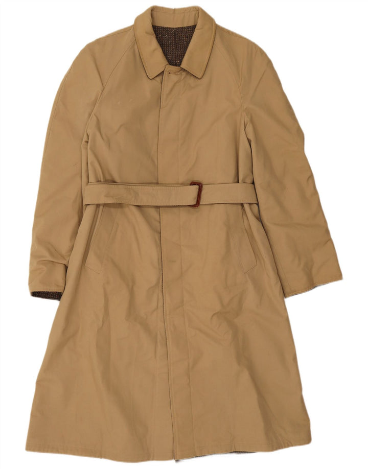 Diolen Mens Reversible Overcoat UK 36 Small Khaki Virgin Wool