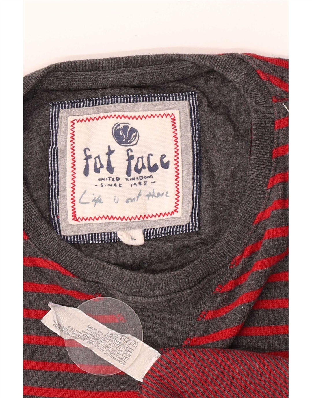 Fat Face Mens Top Long Sleeve Large Grey Pinstripe Cotton