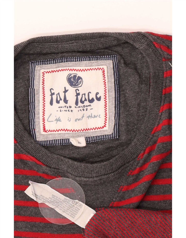 Fat Face Mens Top Long Sleeve Large Grey Pinstripe Cotton