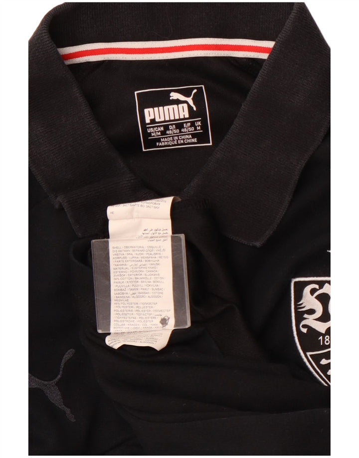 PUMA Mens Graphic Polo Shirt Medium Black Cotton