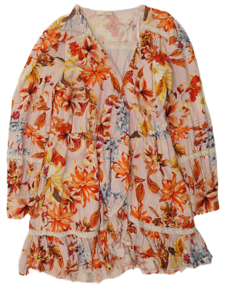 Guess Womens Tiered Dress UK 12 Medium Multicoloured Floral Viscose