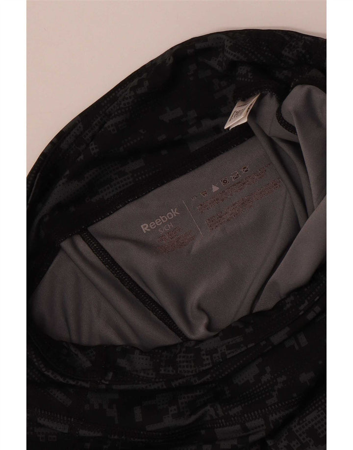 Reebok Womens Capri Leggings UK 8 Small Black Camouflage