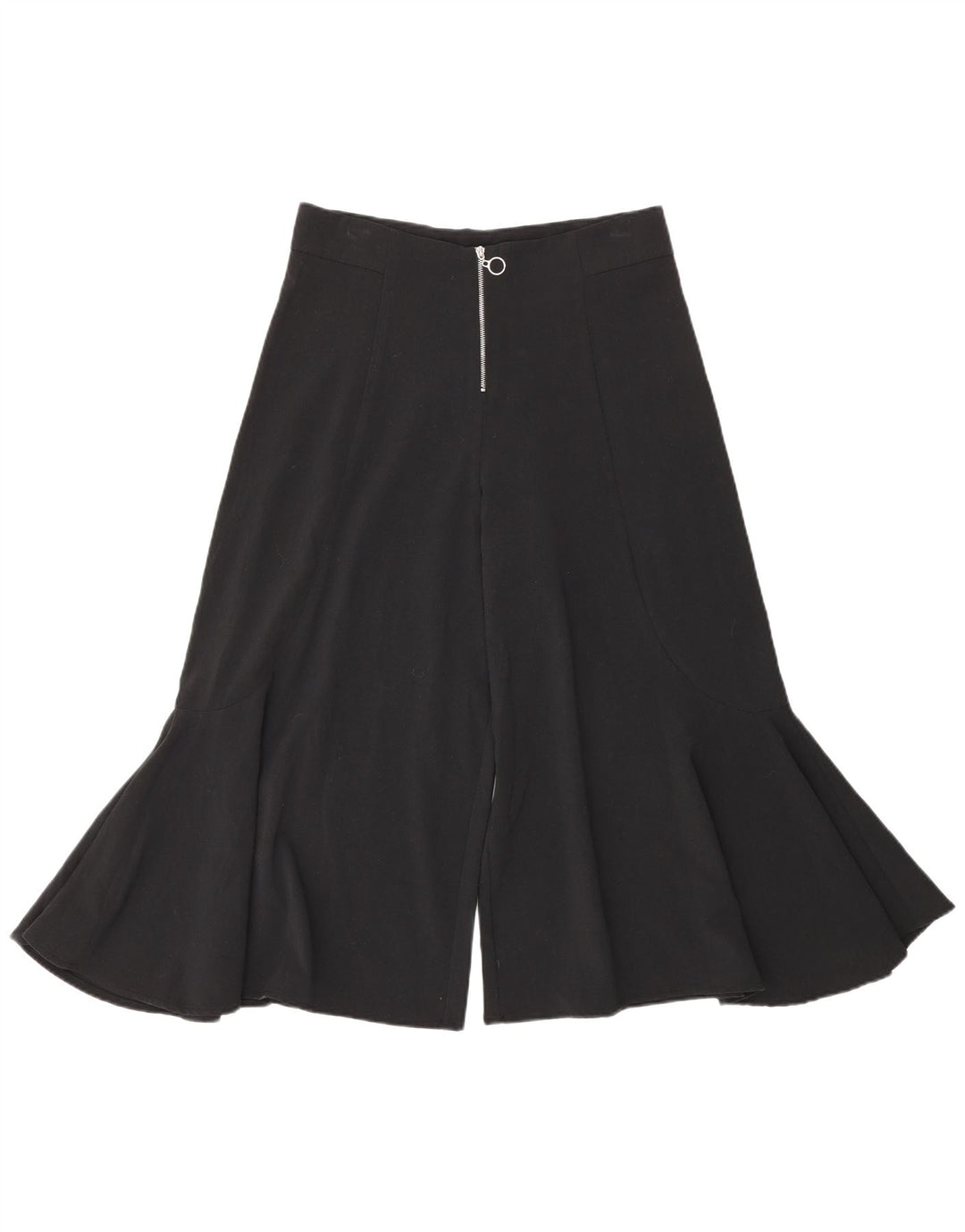 Zara Womens Cullotes Capri Trousers Small W26 L19 Black Silk