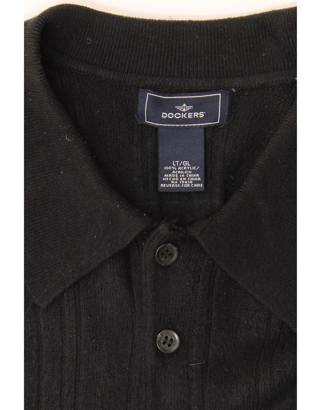 DOCKERS Mens Polo Neck Jumper Sweater Large Black Acrylic Vintage Dockers and Second-Hand Dockers from Messina Hembry 