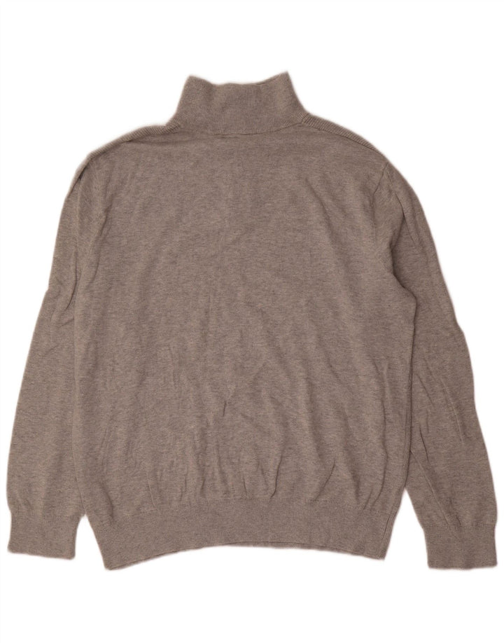 Nautica Mens Zip Neck Jumper Sweater Large Grey Cotton