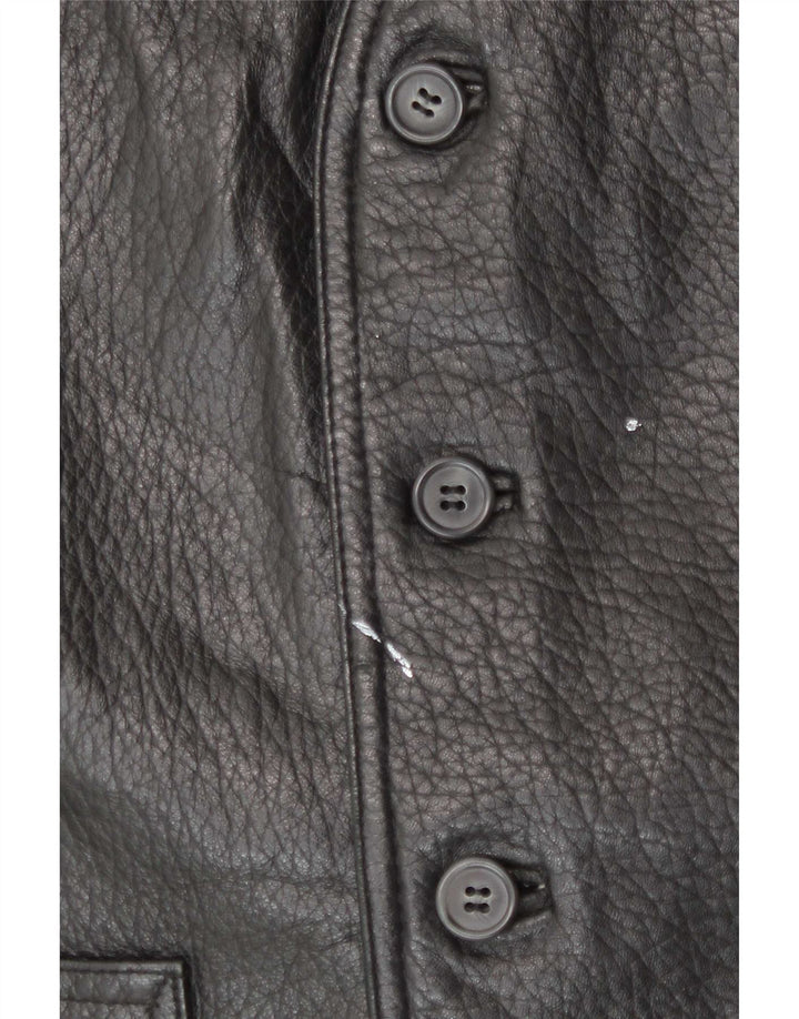 Vintage Mens Leather Waistcoat IT 52 Large Black