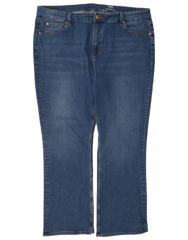 Marks & Spencer Womens Eva High Waist Bootcut Jeans UK 22 3XL W42 L30 Blue