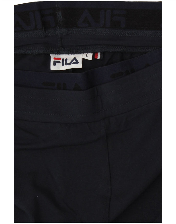 Fila Womens Graphic Leggings UK 14 Large Navy Blue Cotton