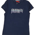 PUMA Womens Graphic T-Shirt Top UK 12 Medium Navy Blue Vintage Puma and Second-Hand Puma from Messina Hembry 