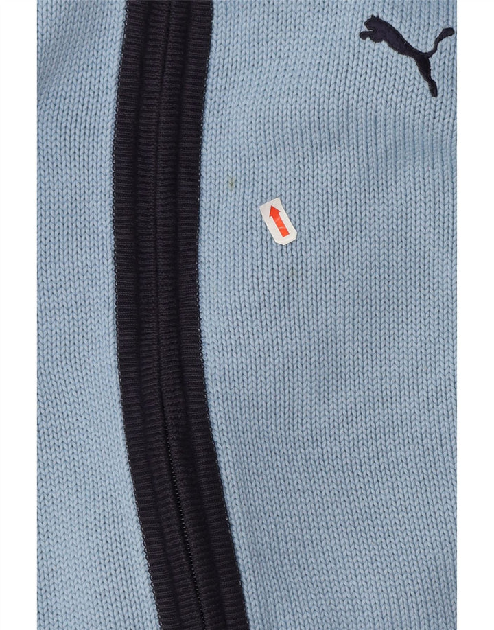 Puma Mens Cardigan Sweater Large Blue Acrylic