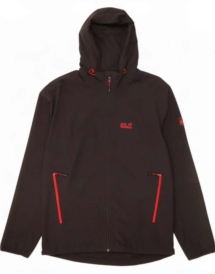 Jack Wolfskin Mens Hooded Tracksuit Top Jacket UK 48 2XL Black Polyester
