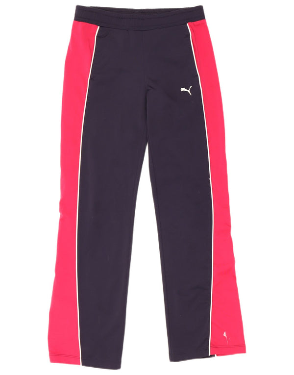Puma Girls Wide Leg Tracksuit Trousers 11-12 Years Navy Blue Colourblock