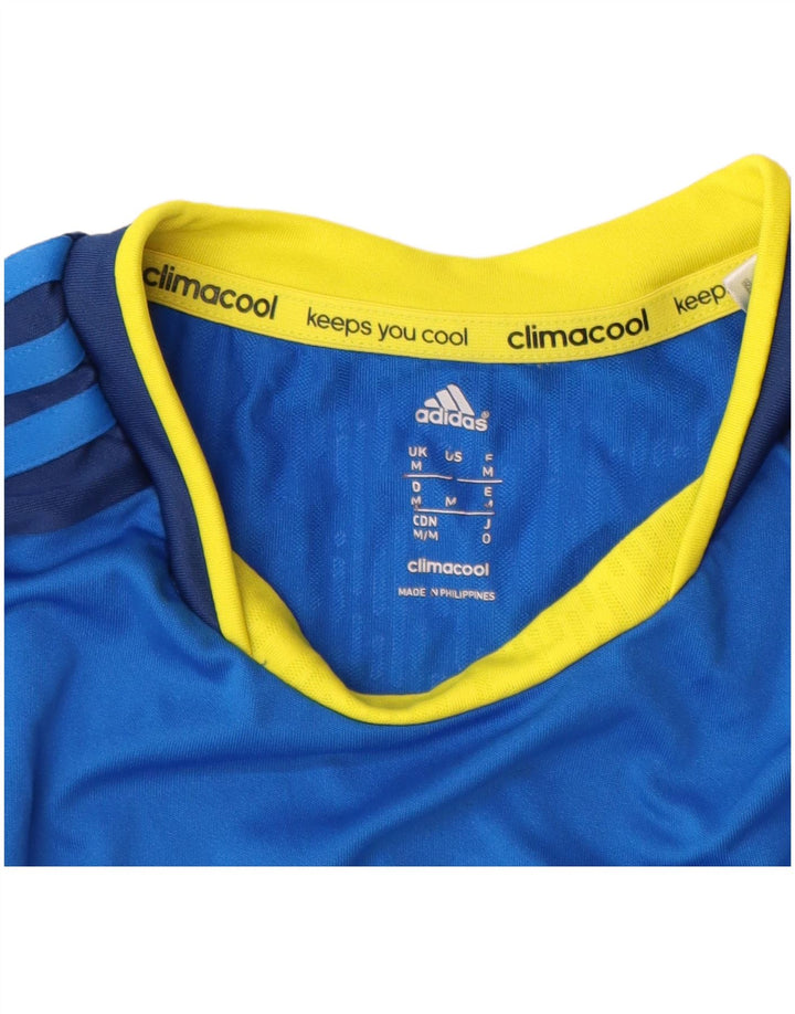 Adidas Mens Climacool T-Shirt Top Medium Blue Colourblock Polyester