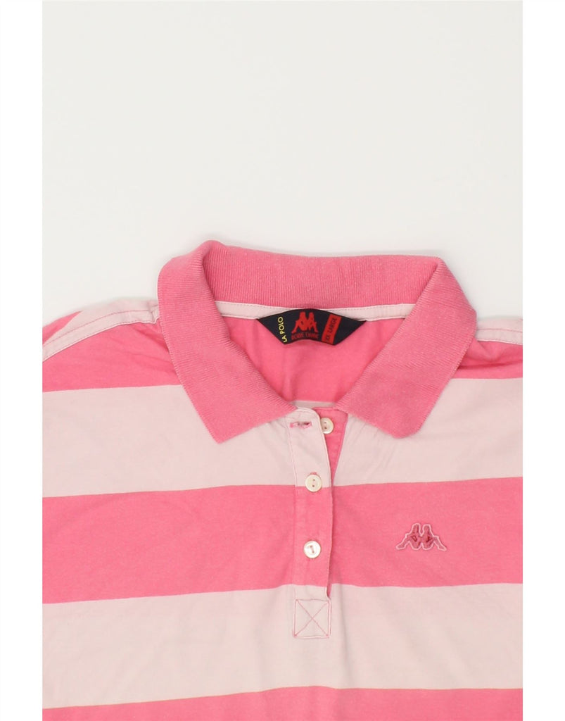 KAPPA Womens Polo Shirt UK 20 2XL Pink Striped Cotton | Vintage Kappa | Thrift | Second-Hand Kappa | Used Clothing | Messina Hembry 