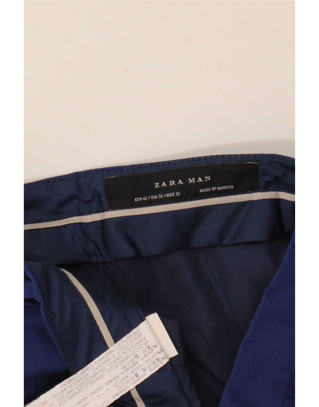 Zara Mens Slim Chino Trousers EU 42 Large W32 L30 Blue Polyester