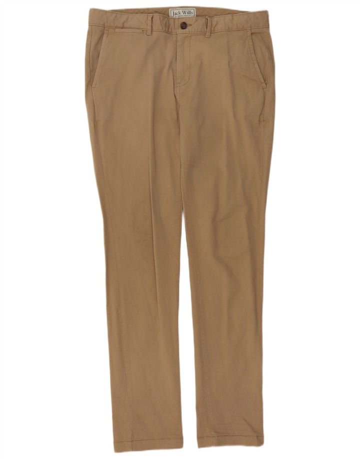 JACK WILLS Mens Slim Chino Trousers W34 L34 Beige Cotton