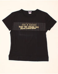 REEBOK Womens Graphic T-Shirt Top UK 16 Large Black Cotton