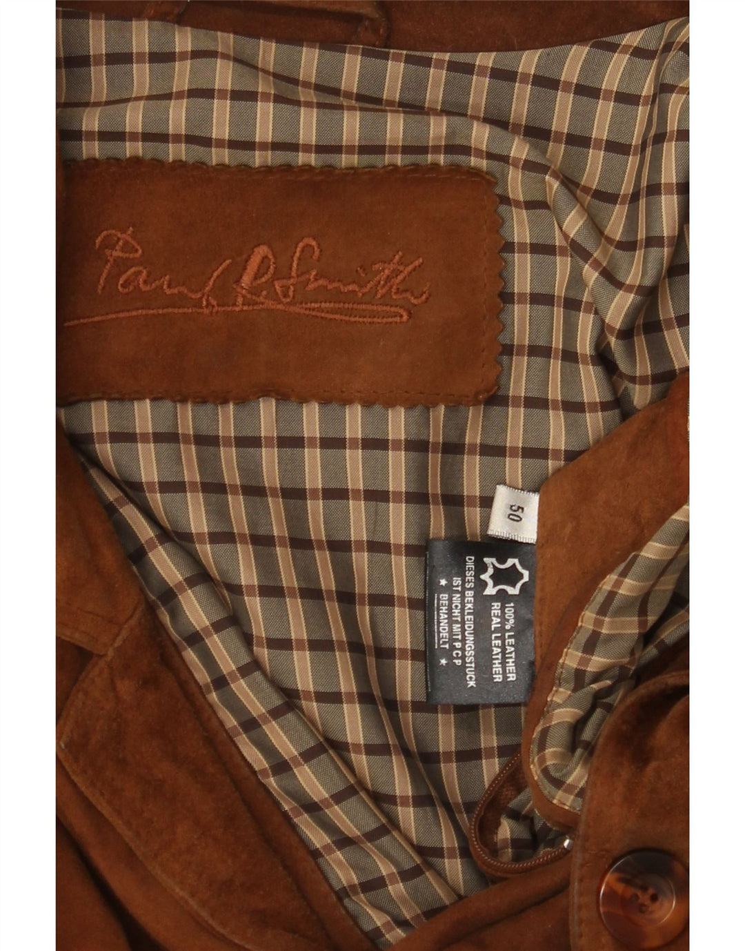 PAUL SMITH Mens Suede Jacket IT 50 Large Brown Leather