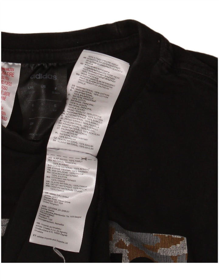 ADIDAS Boys Graphic T-Shirt Top 13-14 Years Black Cotton