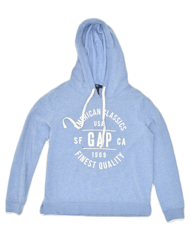 GAP Womens Graphic Hoodie Jumper UK 10 Small Blue Polyester | Vintage Gap | Thrift | Second-Hand Gap | Used Clothing | Messina Hembry 