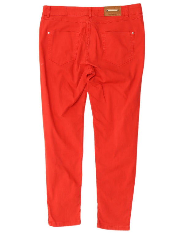 Zara Womens Slim Casual Trousers EU 42 Large W32 L28 Red Cotton