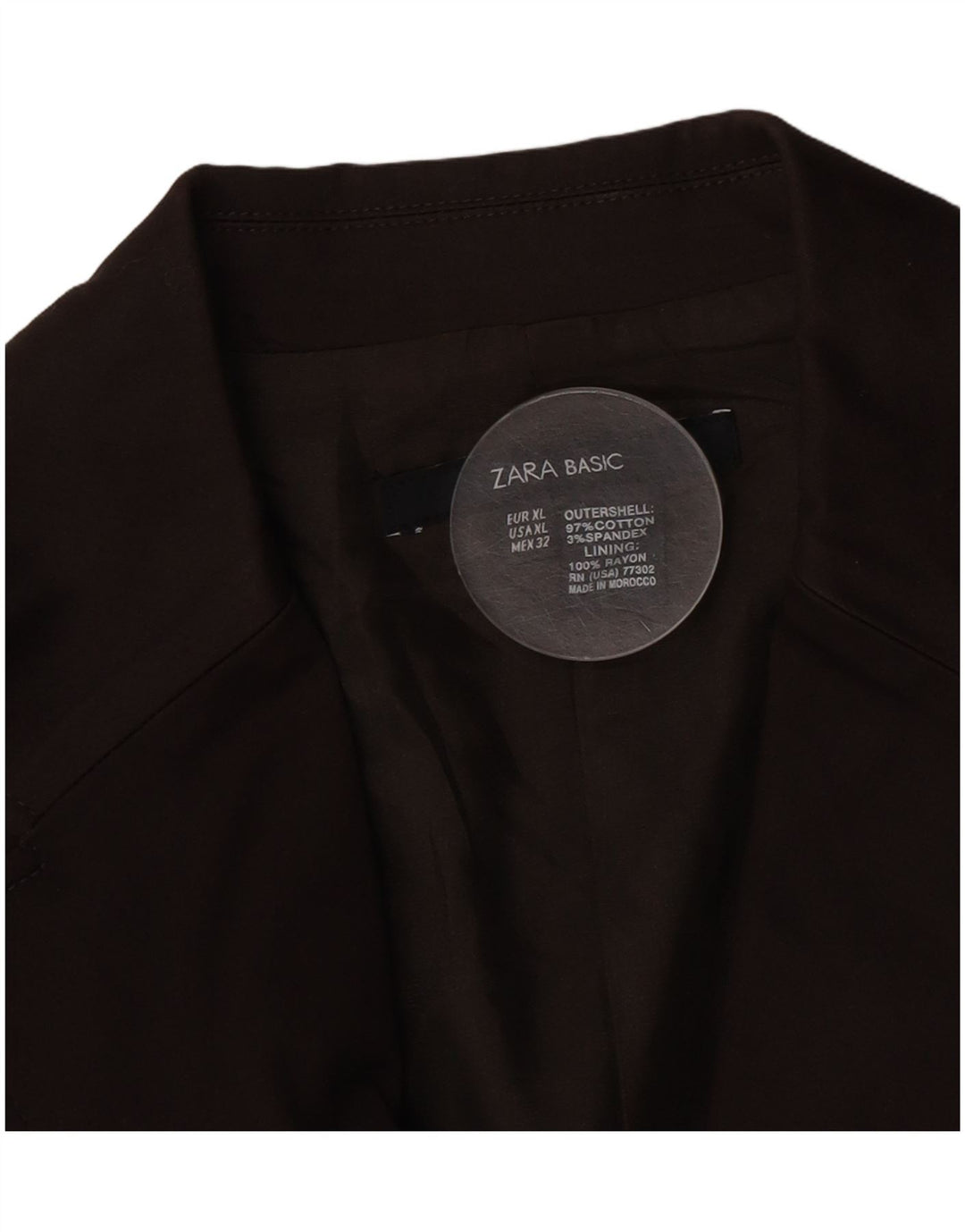 Zara Womens 2 Button Blazer Jacket UK 18 XL Brown Cotton