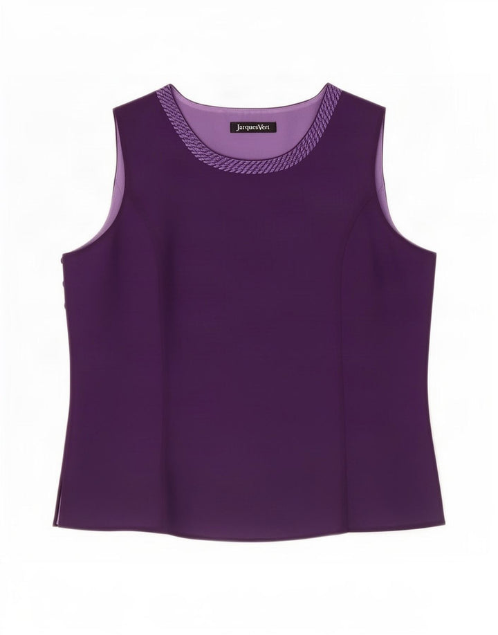 Jacques Vert Womens Sleeveless Blouse Top UK 16 Large Purple Polyester