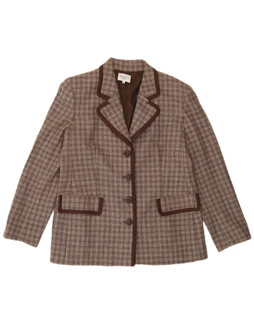 Luisa Spagnoli Womens 4 Button Blazer Jacket IT 46 Large Brown Check