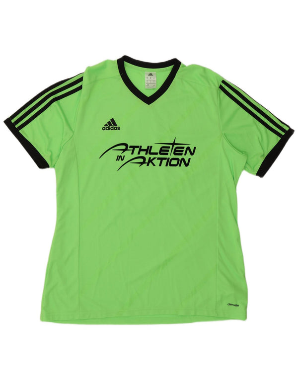 Adidas Mens Climalite Graphic T-Shirt Top XL Green Colourblock Polyester