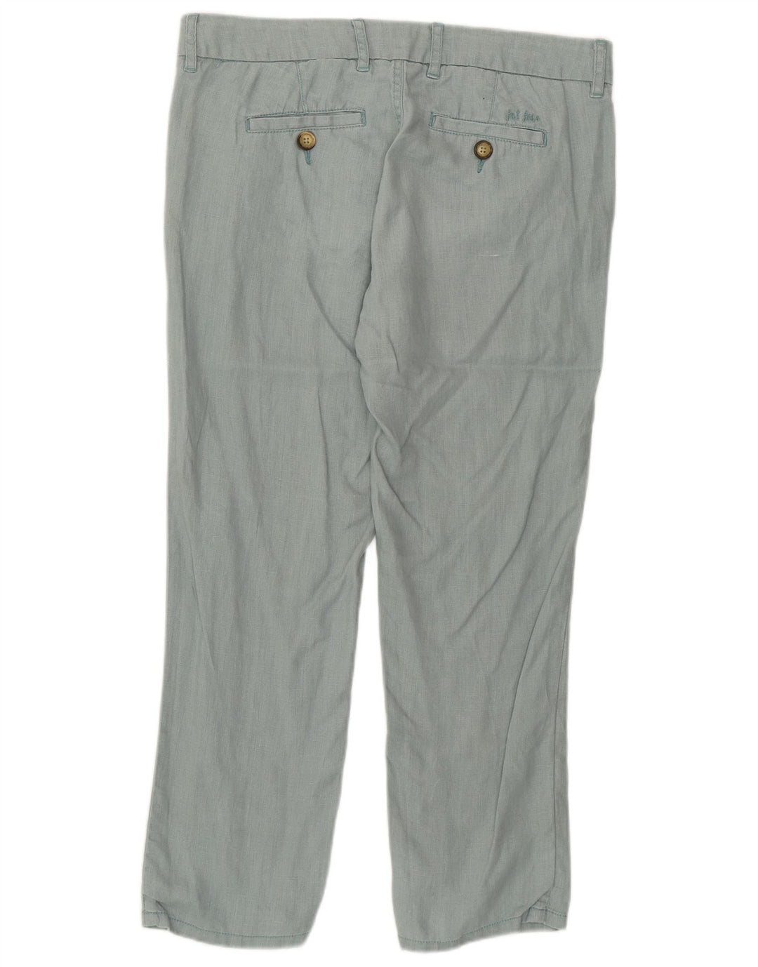 FAT FACE Womens Straight Casual Trousers UK 10 Small W32 L25 Green Linen