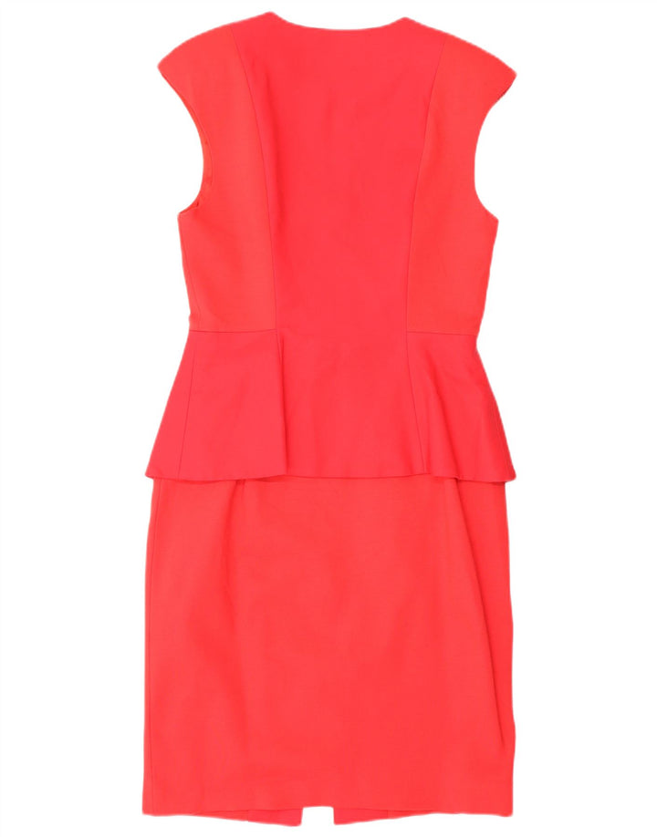 Ted Baker Womens Sleeveless Peplum Dress Size 2 Small Red Cotton