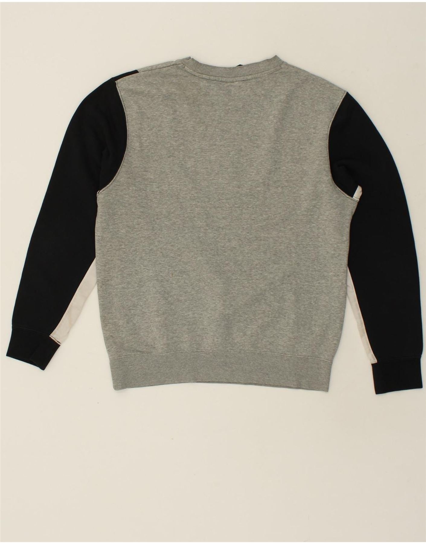 Мужской свитер NIKE с графическим рисунком, маленький серый хлопковый джемпер с цветными блоками | Винтажные Найки | Бережливость | Подержанные Nike | Одежда б/у | Мессина Хембри