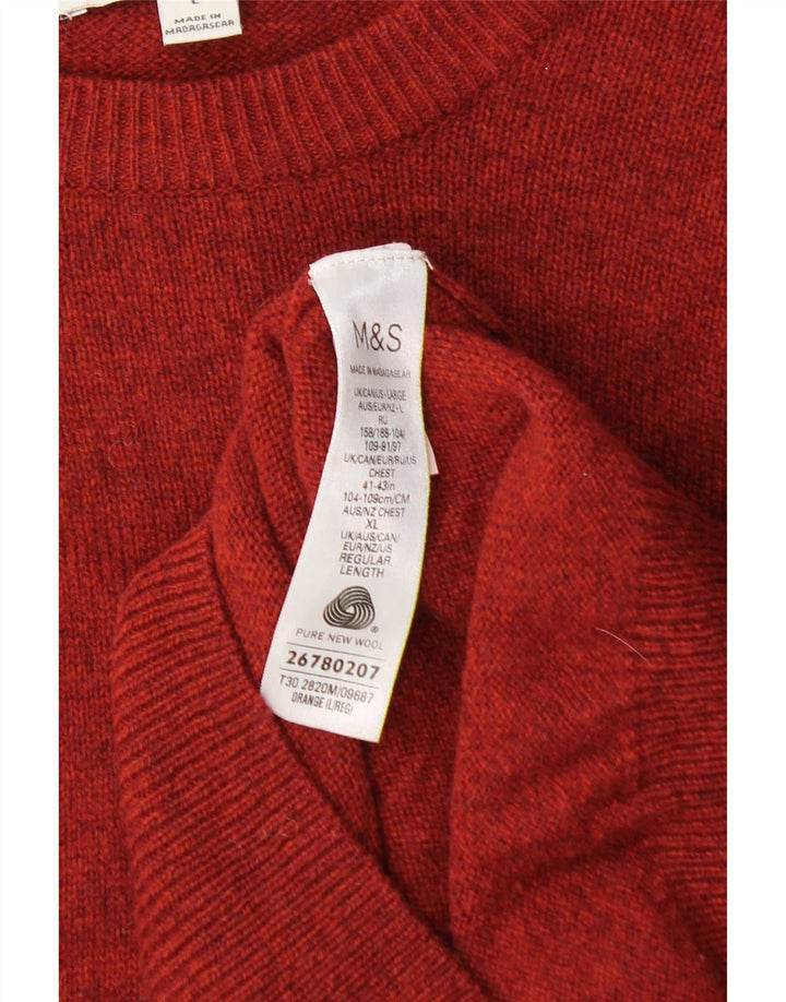 Marks & Spencer Mens Boat Neck Jumper Sweater Large Orange Wool