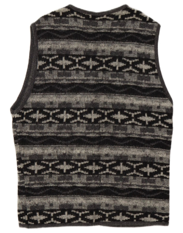 Alcatraz Mens Sleeveless Cardigan Sweater Small Grey Geometric