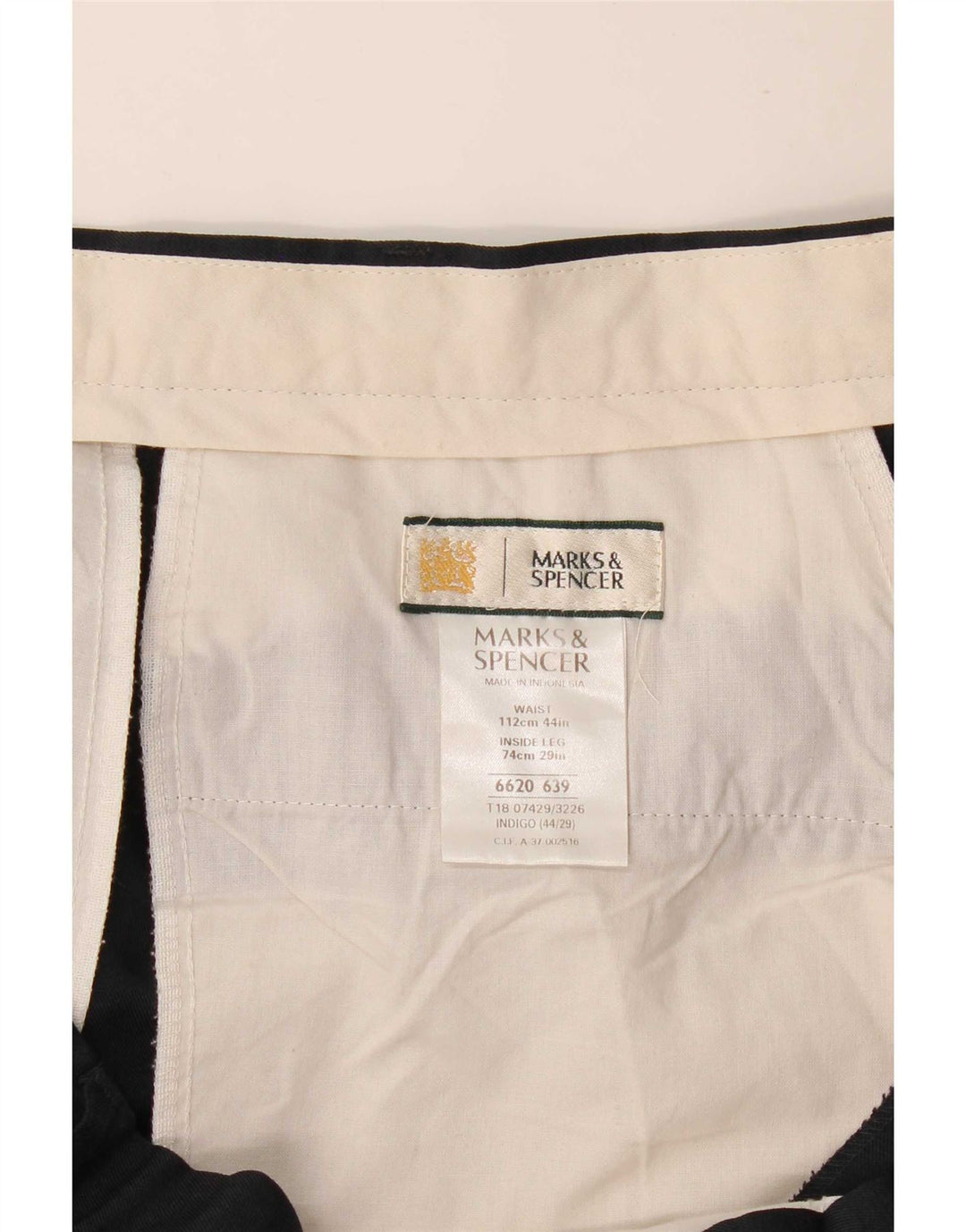 Marks & Spencer Mens Pegged Suit Trousers W44 L29 Navy Blue Polyester