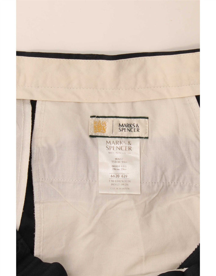 Marks & Spencer Mens Pegged Suit Trousers W44 L29 Navy Blue Polyester